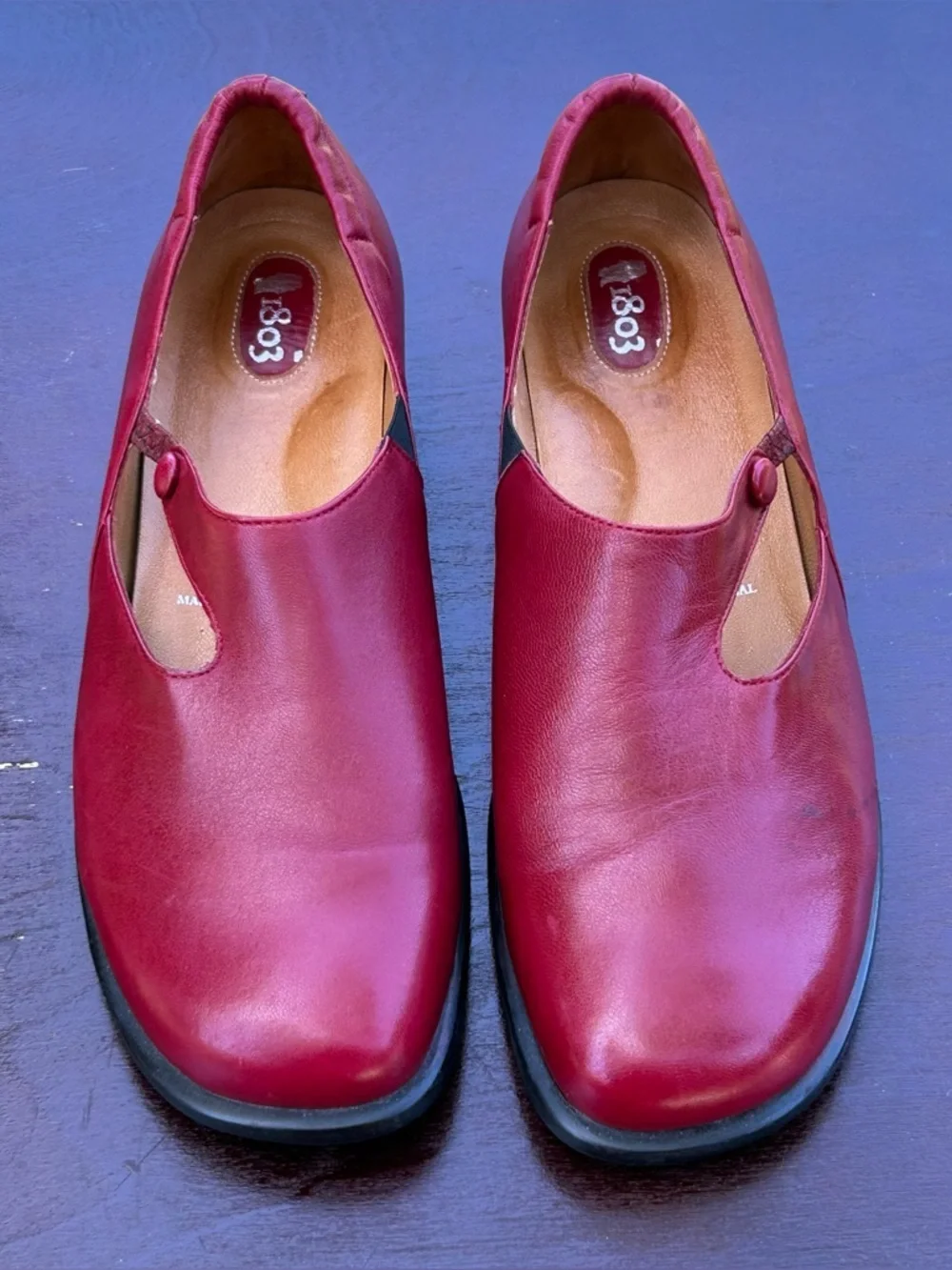 1803 Footwear Handmade Leather Red Mary Jane Style Shoe Size EU 40/US 9